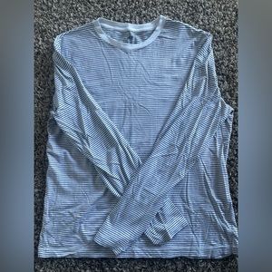 Long Sleeve White & Black Striped Shirt